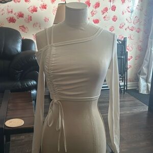 Asymmetrical drawstring crop top